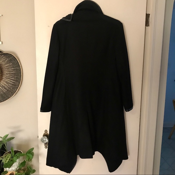 Custom Designed & Tailored Wool / Leather Coat, Size M - Picture 13 of 13